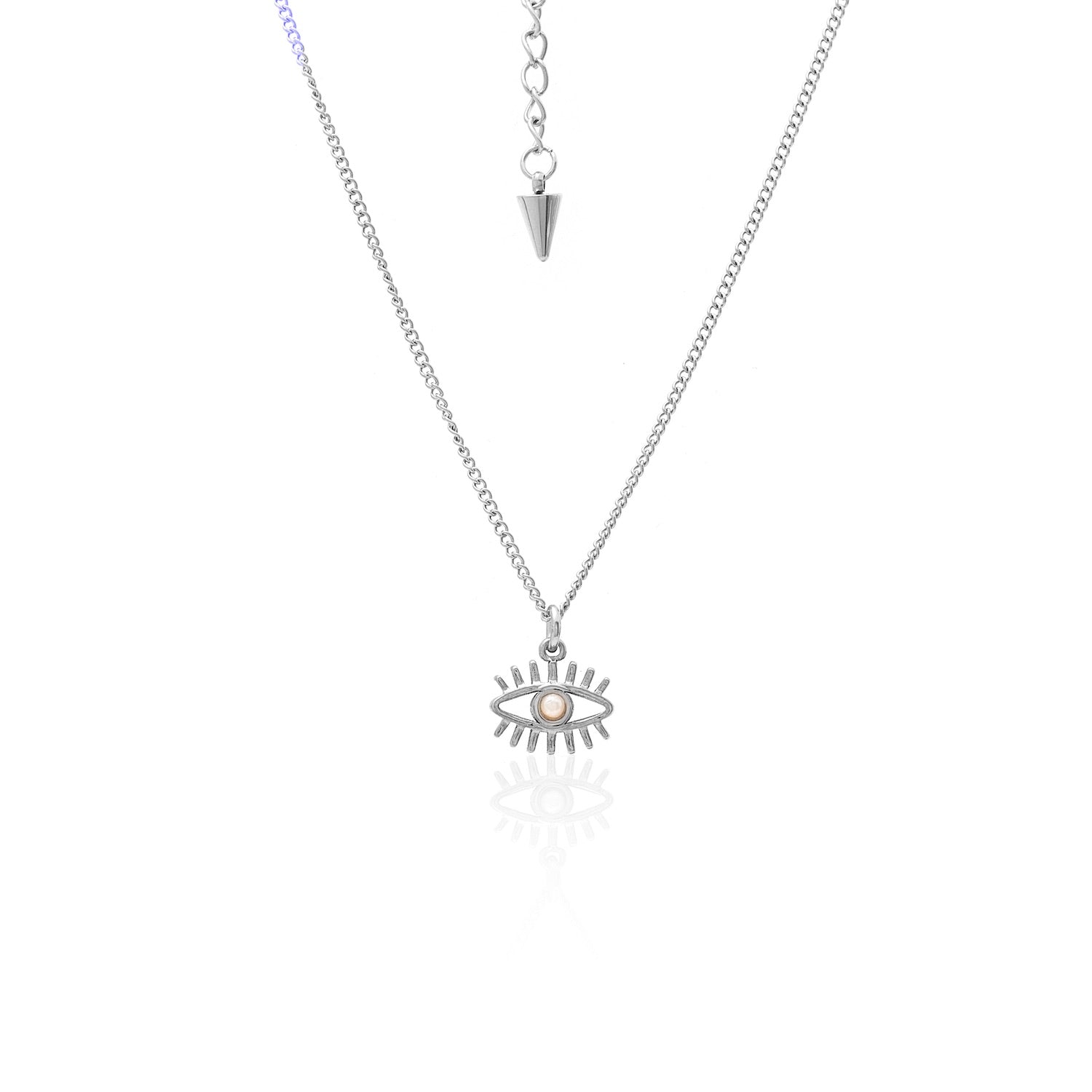 Silk & Steel Guardian necklace with pearl in silver stainless steel.