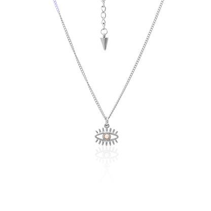 Silk & Steel Guardian necklace with pearl in silver stainless steel.