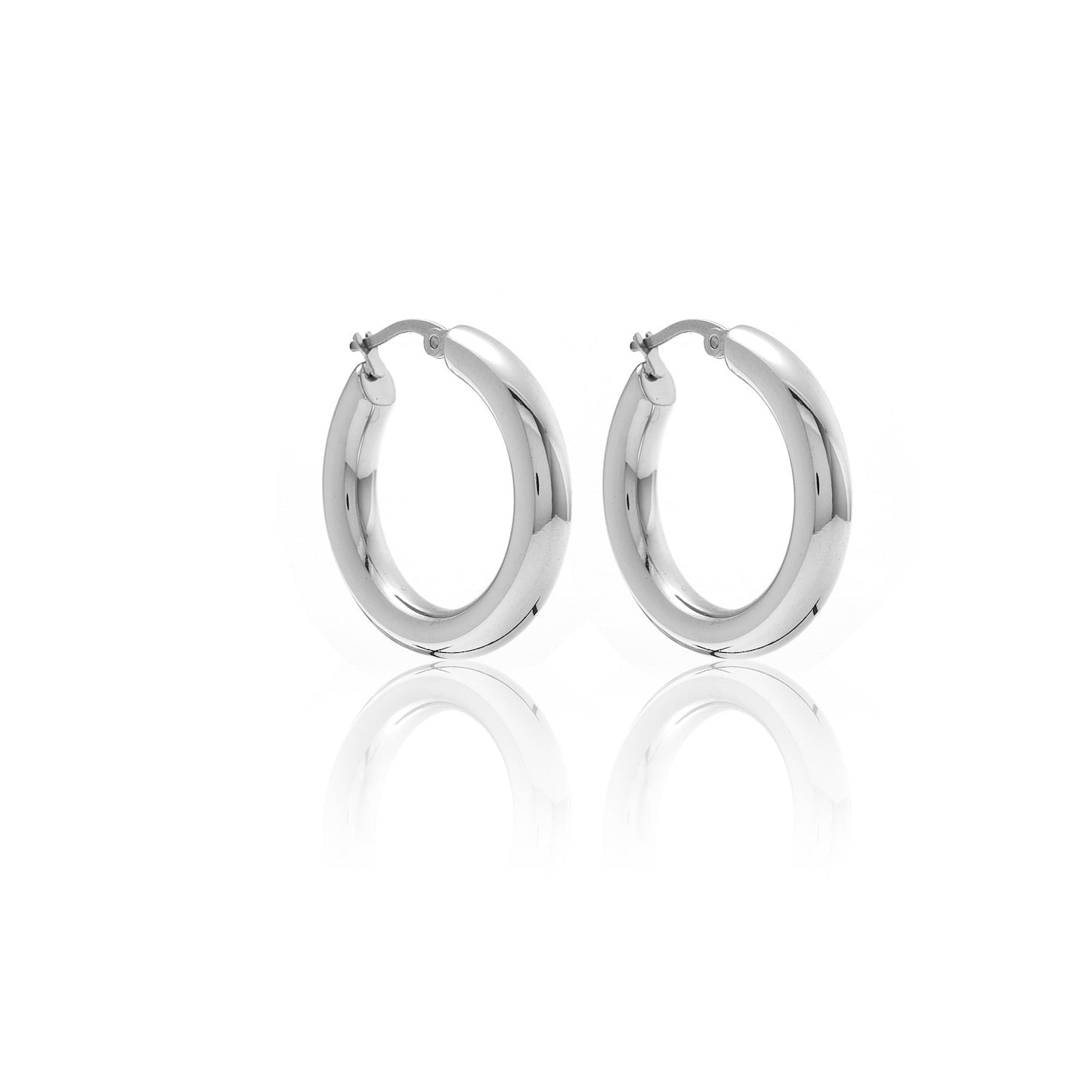 Silk & Steel Halo large hoop earrings in silver stainless steel.