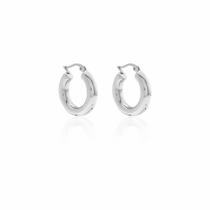 Silk & Steel Halo medium hoop earrings in silver stainless steel.
