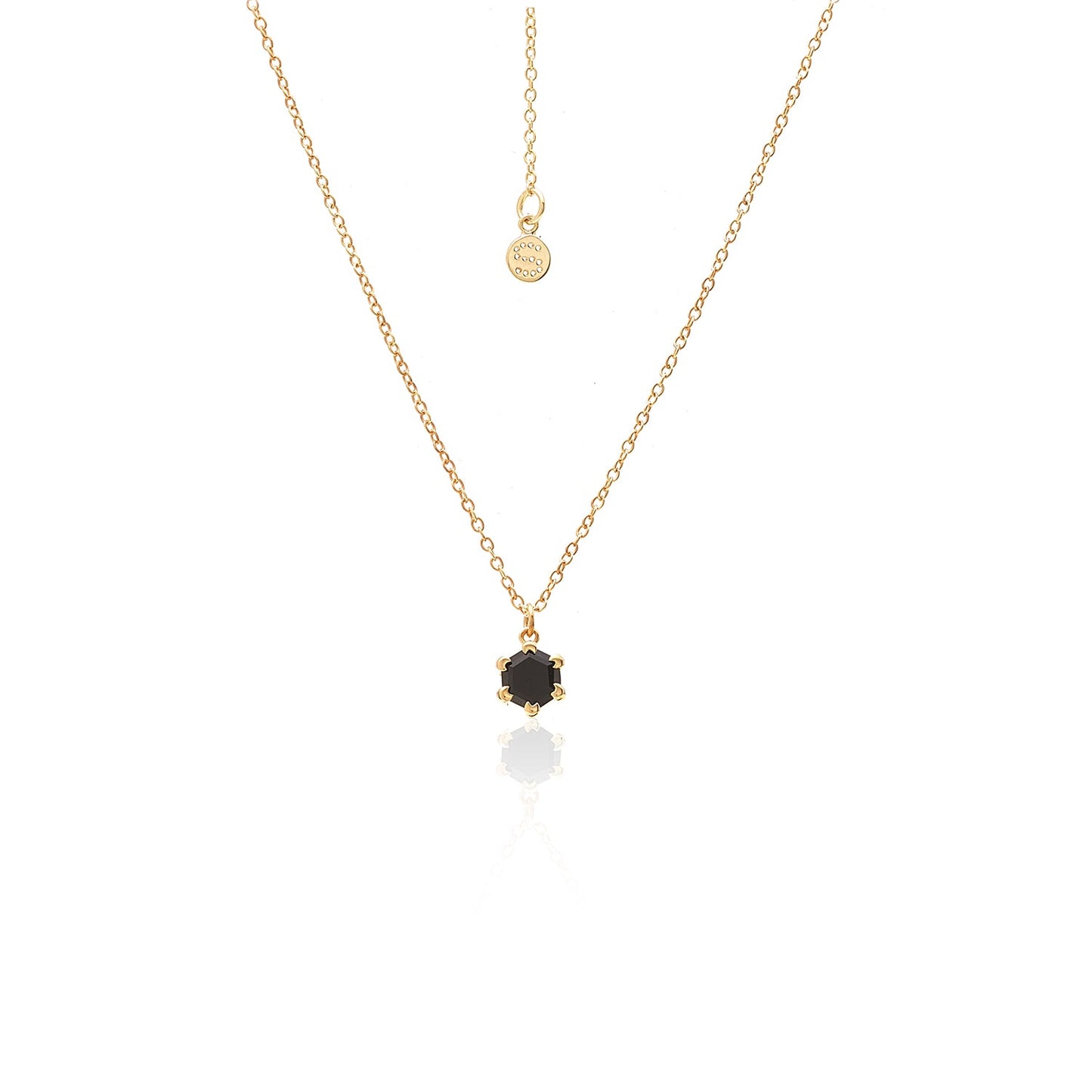 Silk & Steel Harmony Necklace with black spinel in 14k gold-plated sterling silver.