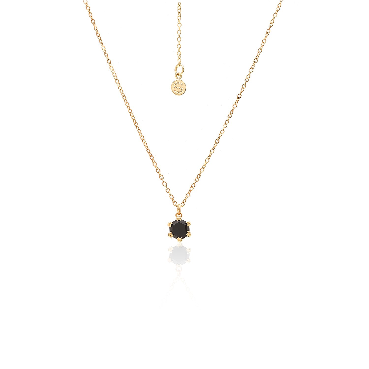 Silk & Steel Harmony Necklace with black spinel in 14k gold-plated sterling silver.