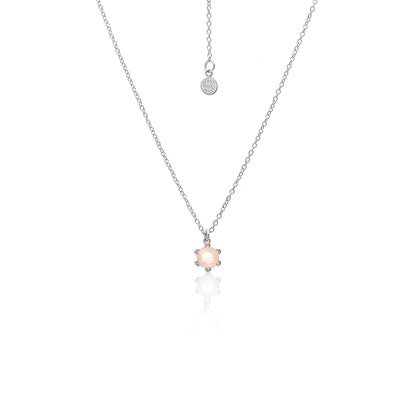 Silk & Steel Harmony necklace with rose quartz in rhodium-plated sterling silver.