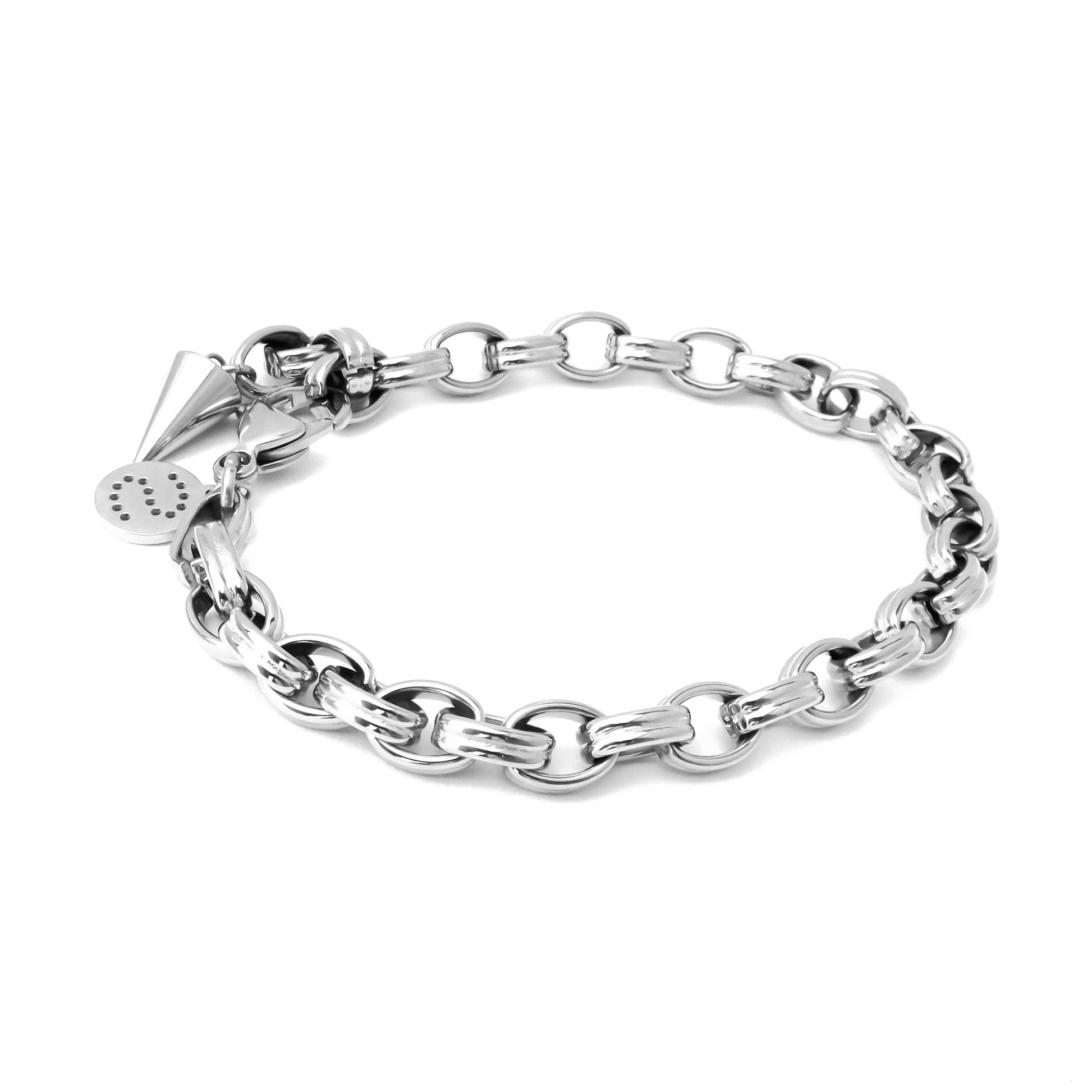 Chunky belcher chain bracelet in high quality silver stainless steel
