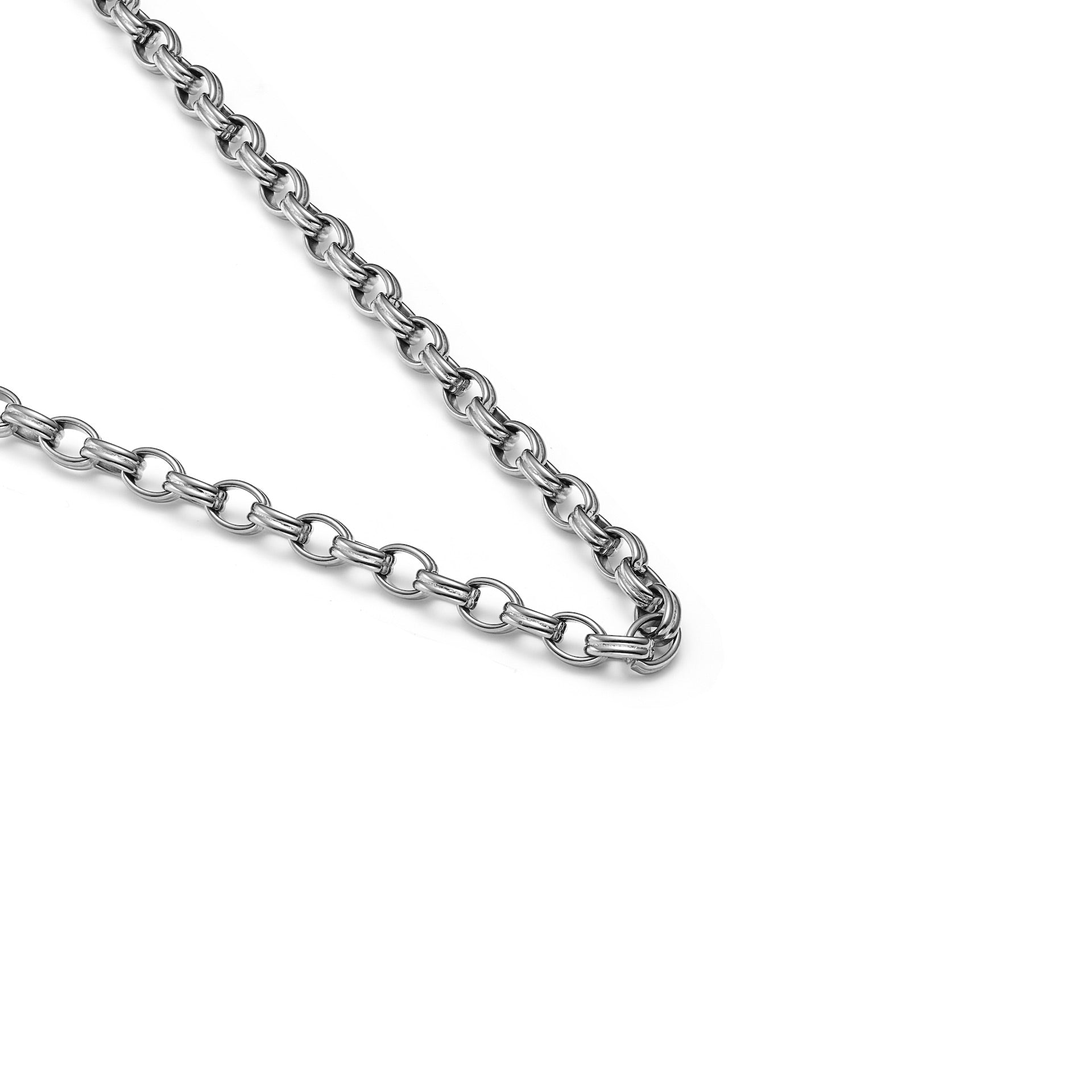 Chunky Belcher Chain Necklace in silver stainless steel