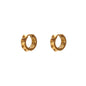 Mini sleeper hoop earrings with a pyramid spike detail in 14k gold-plated stainless steel