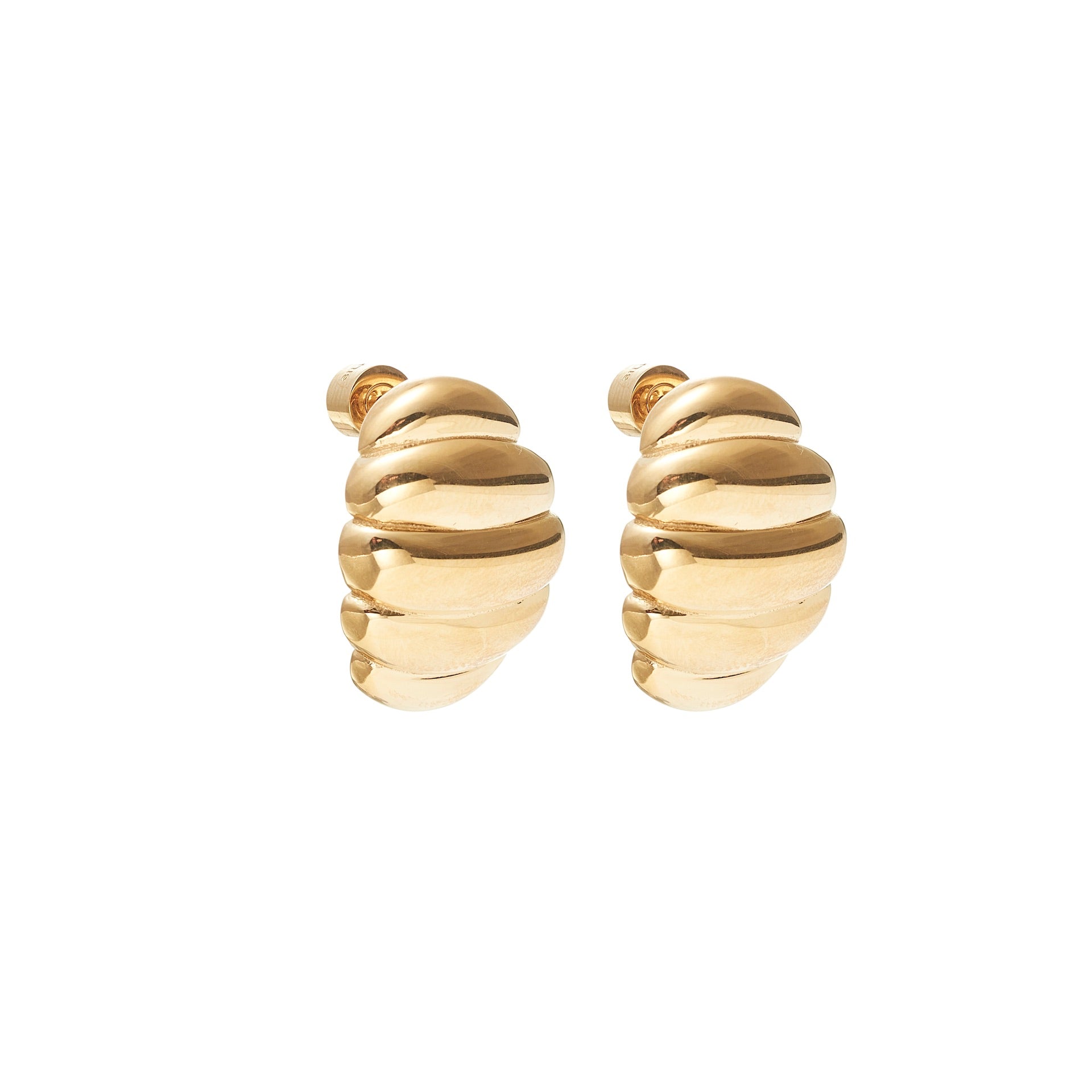 Textured oval earrings in 14k gold-plated stainless steel