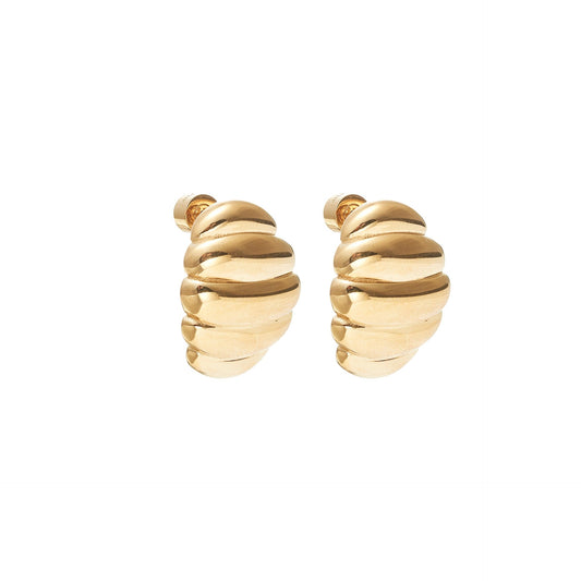 Textured oval earrings in 14k gold-plated stainless steel
