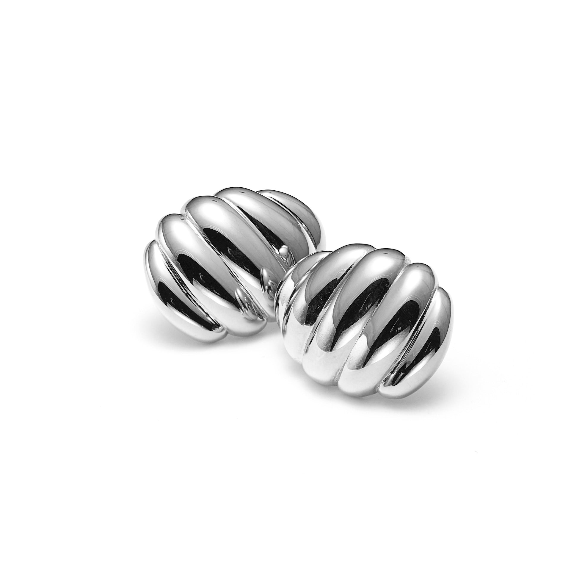 Textured oval earrings in silver stainless steel