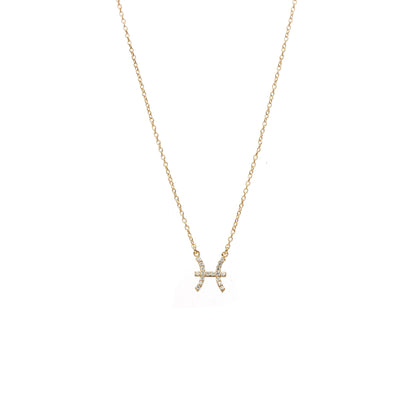 Silk & Steel Jewellery Pisces Star Sign Pendant Necklace in 14k gold-plated Sterling Silver with Cubic Zirconias