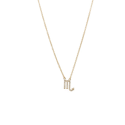 Silk & Steel Jewellery Scorpio Star Sign Pendant Necklace in 14k gold-plated Sterling Silver with Cubic Zirconias