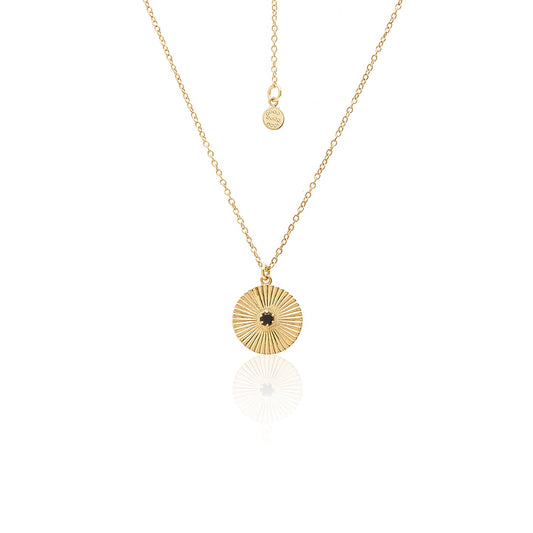 Silk & Steel Solace Necklace with black spinel in 14k gold-plated sterling silver