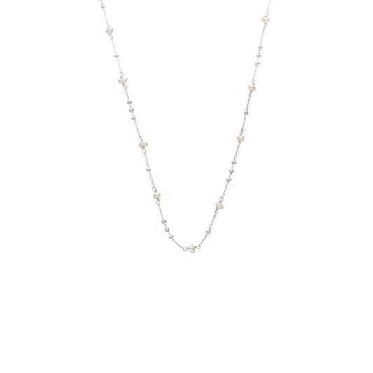 Superfine Dotty Necklace in Sterling Silver with Freshwater Pearls| Silk & Steel Jewellery
