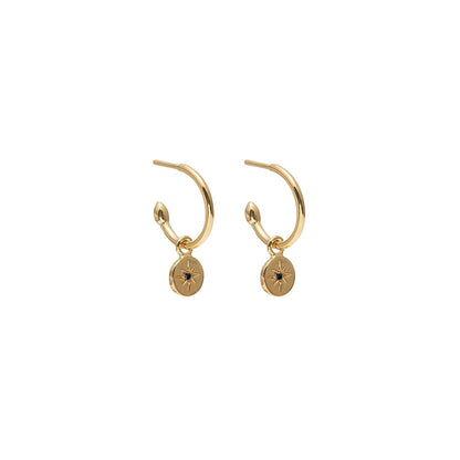 MARCH | Petite North Star Hoop Earrings Black Diamond + Gold