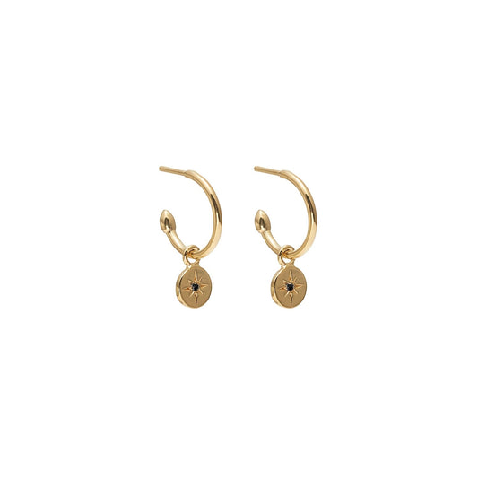 MARCH | Petite North Star Hoop Earrings Black Diamond + Gold