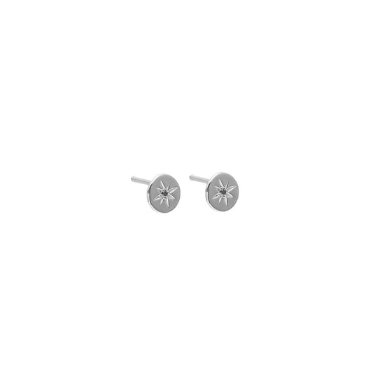 MARCH | Petite North Star Stud Earrings Black Diamond + Silver
