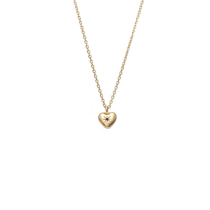 MARCH | Petite Puffed Heart Necklace Black Diamond + Gold