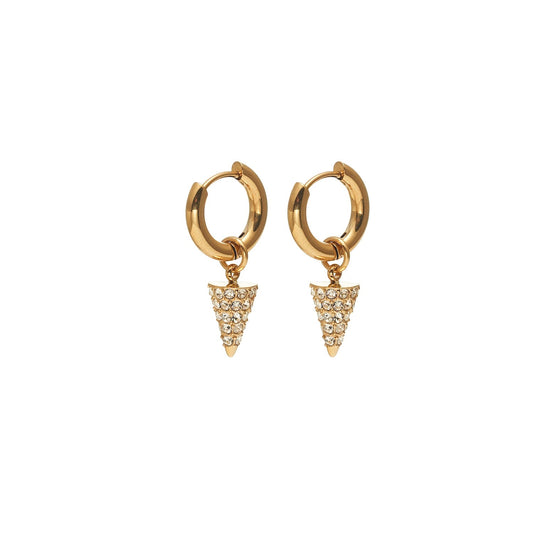 Voltage Hoop Earrings in 14k gold-plated stainless steel with Cubic Zirconias | Silk & Steel Jewellery