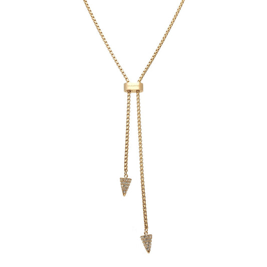 Voyage Lariat Necklace in 14k gold-plated stainless steel with Clear Cubic Zirconias | Silk & Steel Jewellery