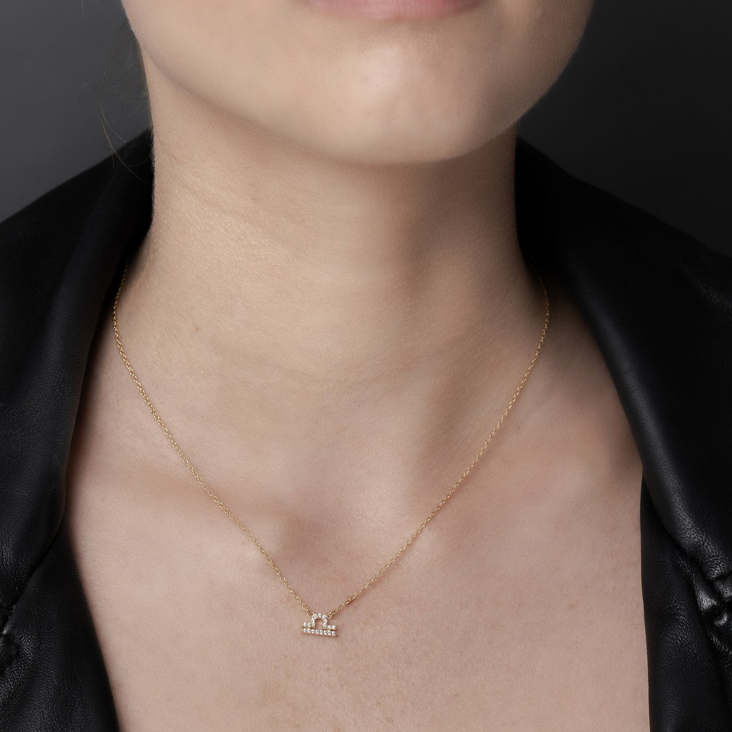 Silk & Steel Jewellery Libra Star Sign Pendant Necklace in 14k gold-plated Sterling Silver with Cubic Zirconias