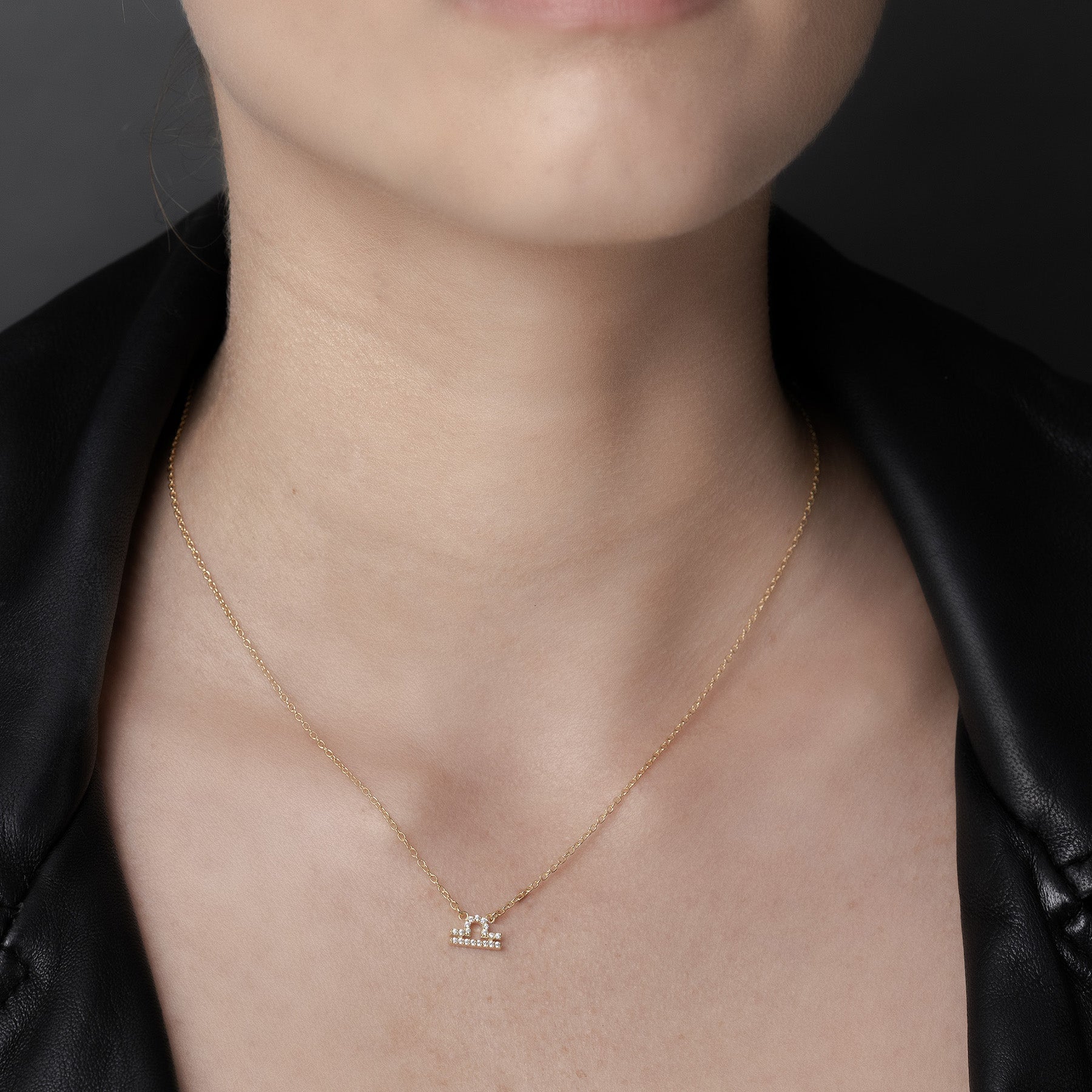 Silk & Steel Jewellery Libra Star Sign Pendant Necklace in 14k gold-plated Sterling Silver with Cubic Zirconias