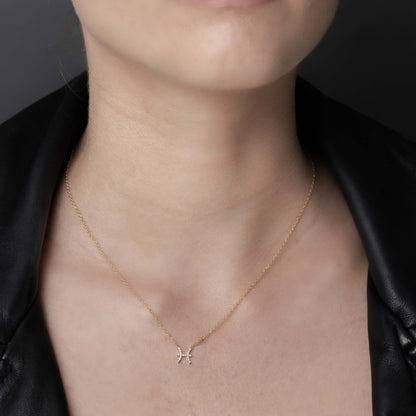 Silk & Steel Jewellery Pisces Star Sign Pendant Necklace in Sterling Silver with Cubic Zirconias