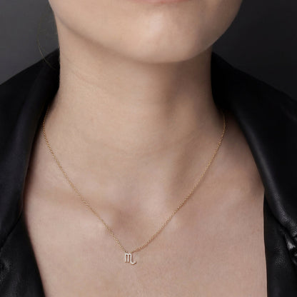 Silk & Steel Jewellery Scorpio Star Sign Pendant Necklace in Sterling Silver with Cubic Zirconias