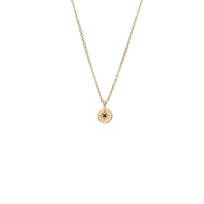 Petite North Star Necklace in 14k gold-plated sterling silver set with black diamond
