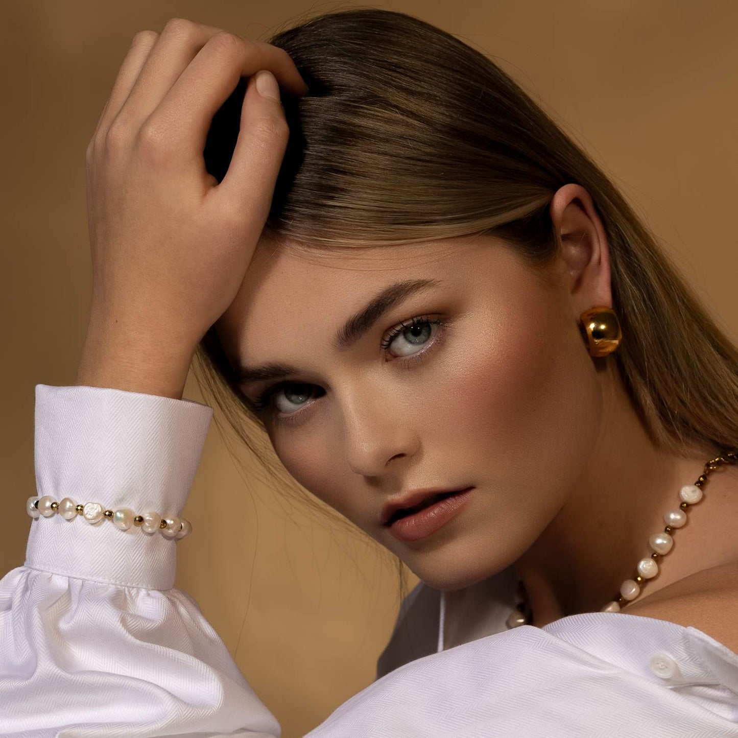 Silk & Steel Jewellery Lumina Bracelet Pearl + Silver